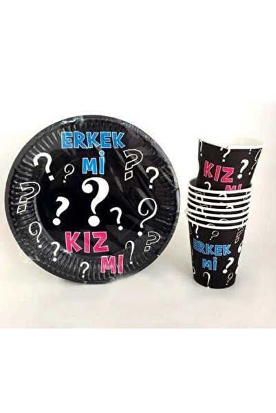 My Paper Craft Erkek mi Kız mı? Gender Reveal Set – 8 Tabak + 8 Bardak Cinsiy...