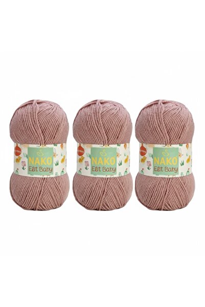 NAKO Elit Baby Tüylenmez Bebek Yünü Koyu Pudra 14394 ( Yeni Renk ) 3 adet