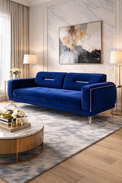 Carmen Mobilya Nirvana Koltuk Üçlüsü Mavi