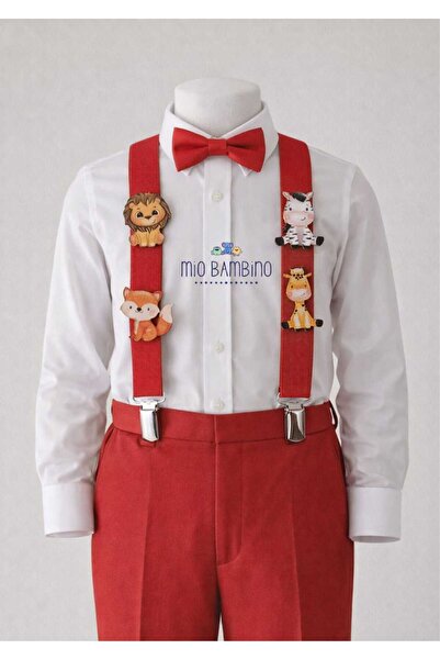 MİO BAMBİNO Baby Boy Stylish Pants, Suspenders and Bow Tie Set (April 23, Bir...