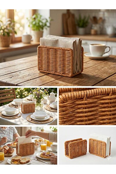 LOVYCO Διακοσμητική θήκη χαρτοπετσετών με όψη ρατάν - Επιτραπέζια θήκη παρουσ...