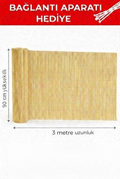 Hasır Dünyam Doğal Kamış Hasır Çit 90cm x 3m | Bahçe Çiti , Balkon Çiti, Bamb...