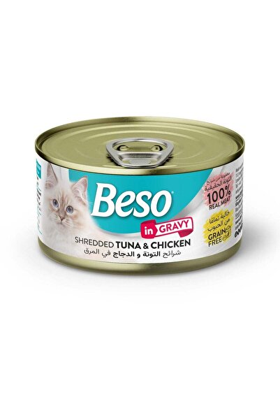 Beso Shredded Tuna & Chicken in Gravy for Adult Cats – Grain-Free Wet Cat Foo...