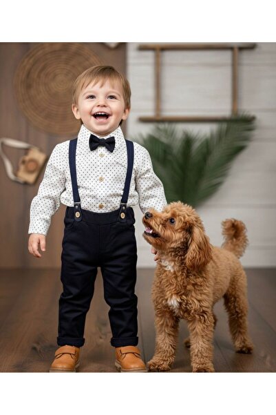 P&H BABYWEAR Baby Boy Suit with Bow Tie, Suspender Belt, and Snap Buttons at ...