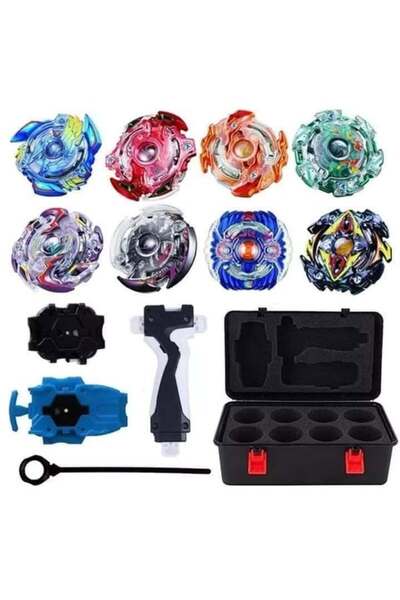 My modern game Spinning top set with 2 launchers and storage box – 12 pieces