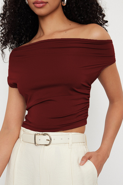 Edela Boat Neck Short Sleeve Blouse