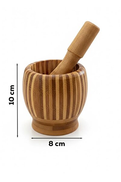 Alvin Doğal Bambu Havaneli Seti – El Yapımı | Sarımsak, Baharat ve Sos Ezici