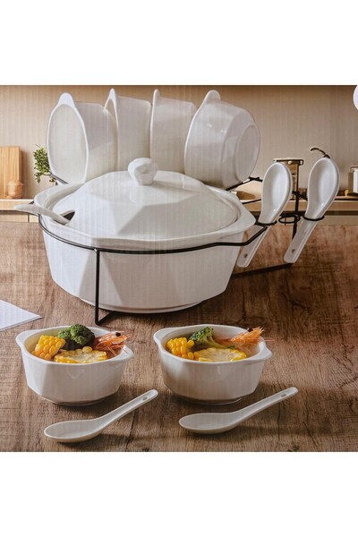 Generic White ceramic soup set, 16 pieces
