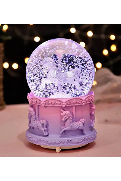 HEPBİMODA Atlı Karınca Unicorn Işıklı Kar Küresi Büyük Boy Hediye Kar Küresi