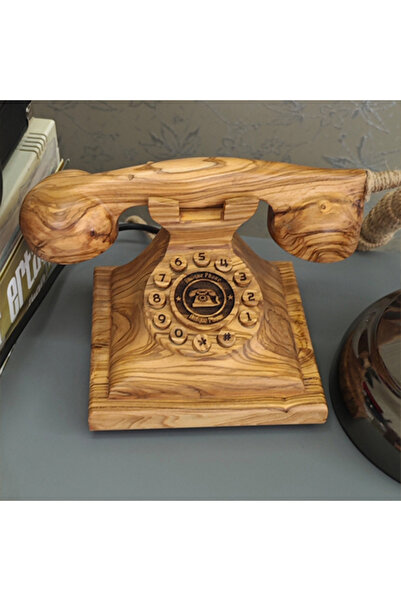 Zeytin Ağacından El Yapımı Antika Telefon