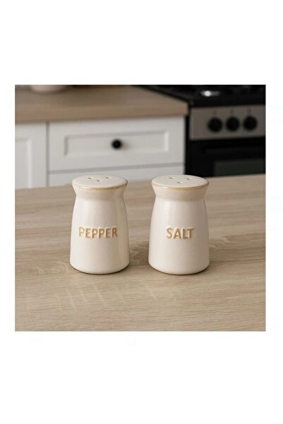OEM Nordic Style Ceramic Salt and Pepper Shakers Set, Beige, 9.5 x 5 x 9 cm