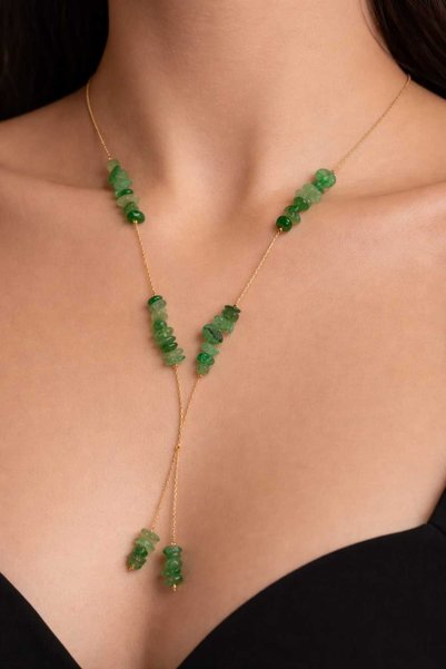 trendhazan A Quality Cobra Chain Jade Natural Stone Tie Pendant