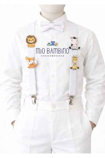 MİO BAMBİNO طقم بنطلون أنيق وربطة عنق للأطفال الأولاد (23 أبريل، أعياد الميلا...