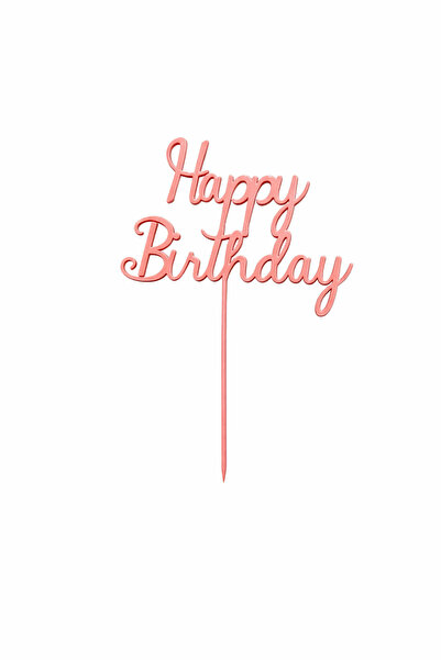 LİYA3D Happy Birthday Yazılı Pasta Süsü – Tekli Dekoratif Cake Topper (Pembe)