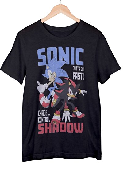 Texclusive تي شيرت سونيك شادو Y2K فريندز تي شيرت للجنسين من القطن الممشط