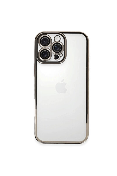 eco port حافظة آيفون 16 برو ماكس من السيليكون مع عدسة - رمادي تيتانيوم