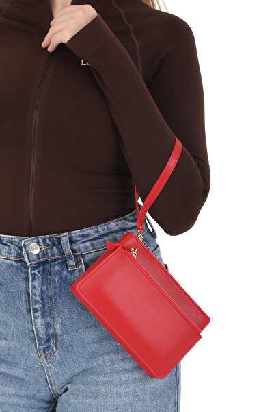 Erzeno Wrist Strap Wallet – Zippered & Card Holder Portfolio Red Wallet