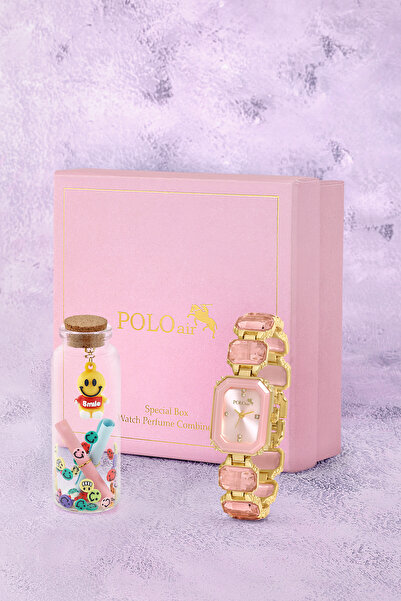 Polo Air Kadın Kol Saati Smile Figürlü Mantar Tıpalı Özel Notlu Cam Dilek Şiş...