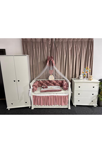 PeppiBambini Personalized 11-piece crib bedding -Pink Velvet Braided Sides -