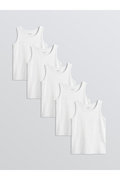 LC Waikiki Rmz Gi̇yi̇m Farkiyla Boys' Combed Cotton Underwear Undershirt 5-Pack