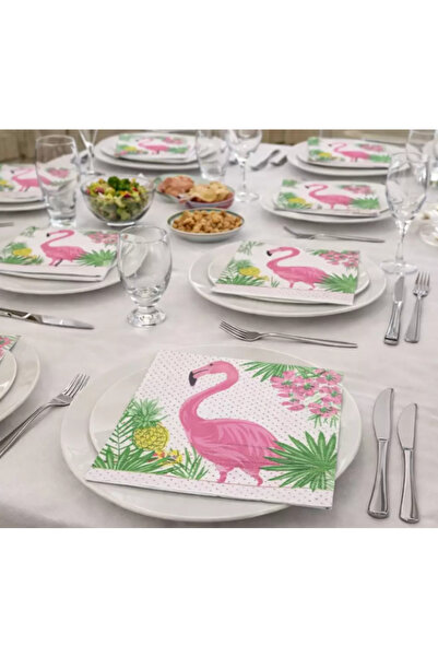 My Paper Craft Flamingo ve Tropikal Desenli Parti Peçetesi 16 Adet - Doğum Gü...