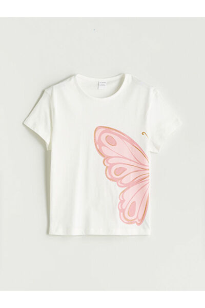 LC Waikiki Rmz Gi̇yi̇m Farkiyla Zero Roba Collar Printed Girls' T-Shirt