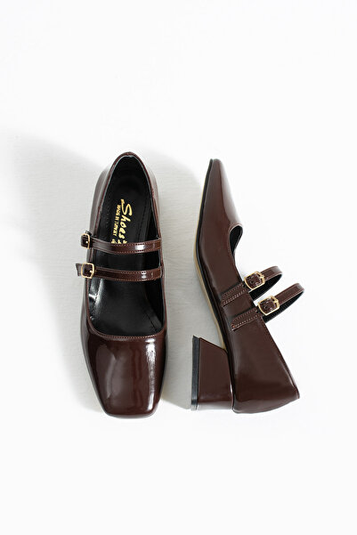 MUFUMA Kadın Kahve Küt Burunlu Blok Topuklu Ayakkabı