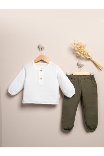 Lumbi Baby Muslin Fabric Basic 2-Piece Baby Set