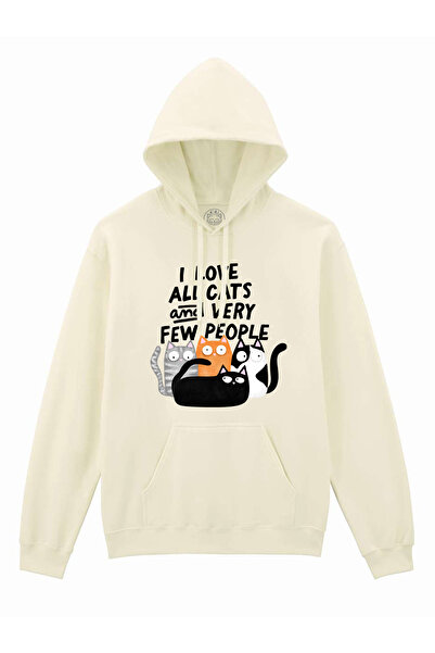Cu Pisici I Love All Cats and Few People Printed Hoodie, Unisex, Valentine's Day