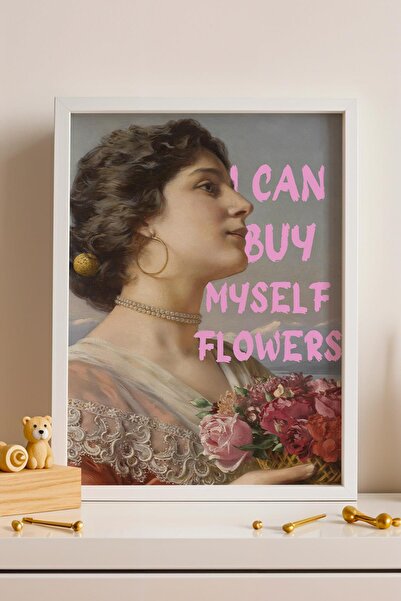 Saturn I Can Buy Myself Flowers Framed Painting Wall Decor for Teen Girl's Ro...
