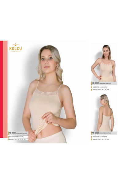 BENALİ Underwear (3 Pcs) Lycra Thin Straps Lace Front Tank Top