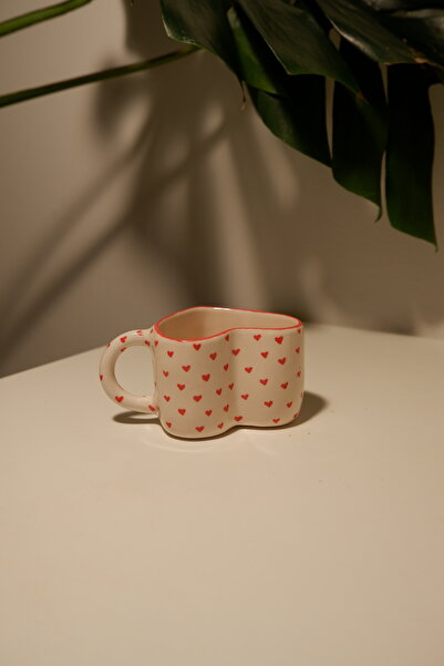 Maui كوب قلب مصنوع يدويًا من السيراميك لعيد الحب مع قسيمة الحب