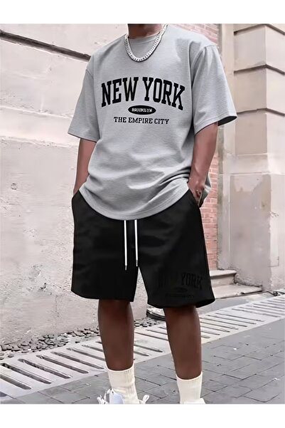 PAVRO Unisex Oversize Shorts Set Bottom-Top Two-Piece Casual Mixed Prints Pri...