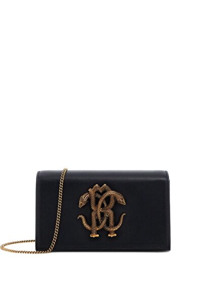 Roberto Cavalli Metallic Clutch Bag with Logo
