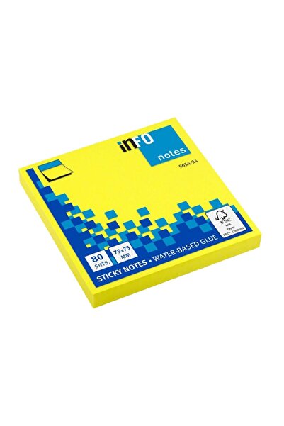 Info Notes 75X75 mm Yellow Adhesive Note Holder 80 Sheets