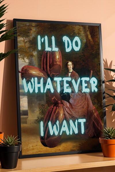 Saturn I'Ll Do Whatever I Want Framed Painting Fun and Aesthetic Home Decorat...