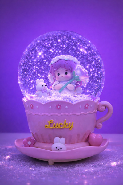 HEPBİMODA Sevimli Melek Kar Küresi Otomatik Kar Püskürtmeli Işıklı Müzikli Ka...