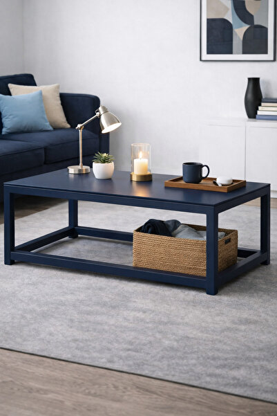 Mintcraft Endüstriyel Metal Orta Sehpa Siyah Sac Üst Tabla 100x60x45 cm