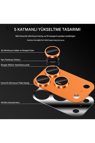 TechnoZone iPhone 17 Pro Compatible One-Piece Full-Covering Metal Tempered Camera Lens Protector