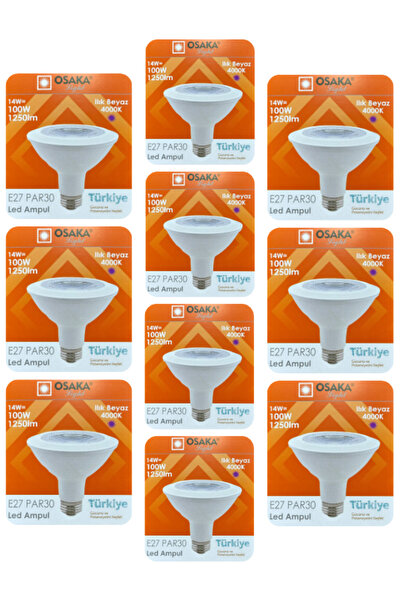 Avarson (10 Adet) Osaka 14W (100W) Ilık Beyaz (Günışığı) (4000K) E27 Duylu (K...