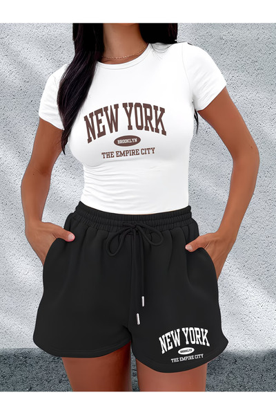 macklin Women's New York Brooklyn Printed Baby Tee Combed Cotton Crop and Sho...