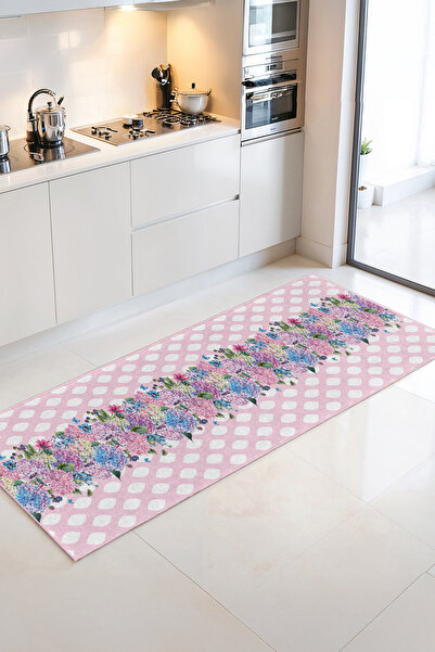 Home Renkli Çiçek Desenli Modern Tarz Yıkanabilir Mutfak Halısı