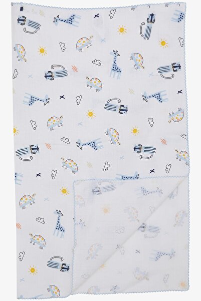 Breeze Newborn Baby Muslin Blanket Forest Themed Animal Patterned White