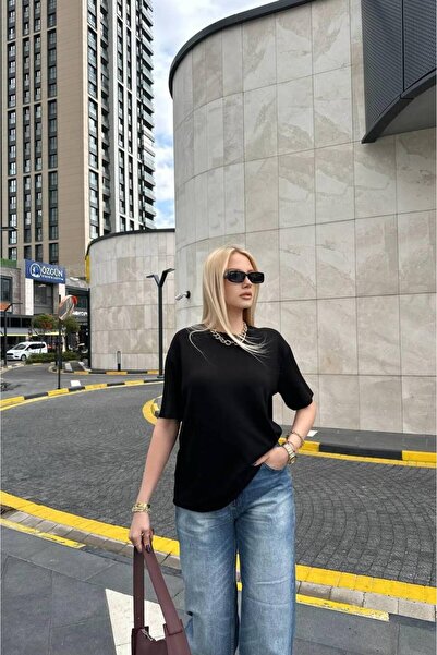 GUMMORE COLLECTİON تي شيرت مودال أساسي، قصة مريحة، تي شيرت نسائي بأكمام قصيرة...