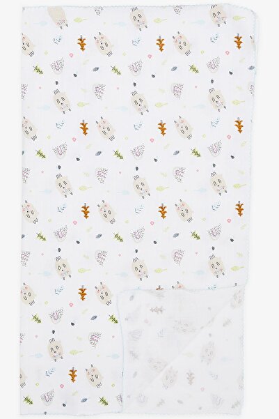 Breeze Newborn Baby Muslin Blanket Cute Hedgehog Patterned White