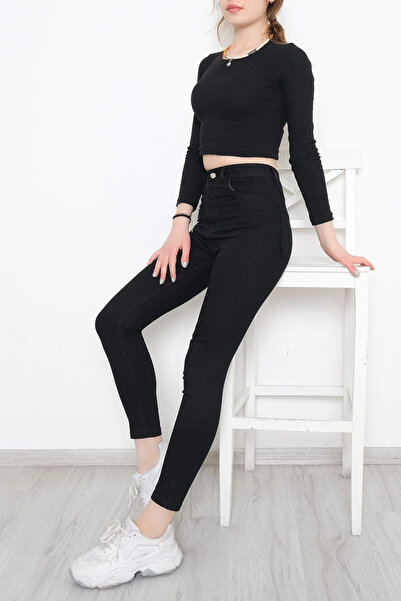 GENERAL Black, slightly textured, slightly slim-fit jeans made of cotton - Tu...