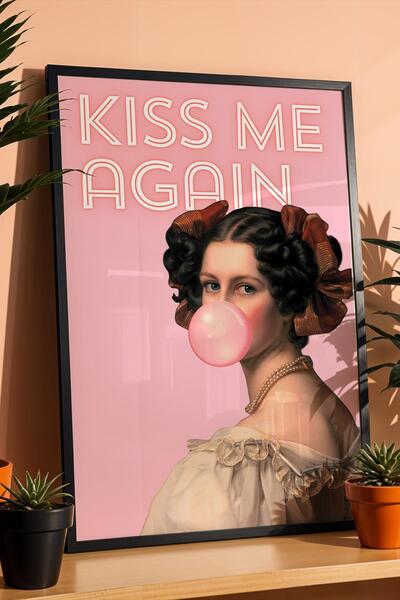 Saturn Kiss Me Again Framed Painting Humorous Classic Art Gift Altered Art