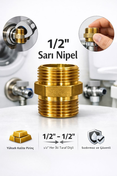 NVT YAPI İNŞAAT Sarı Nipel 1/2 20mm