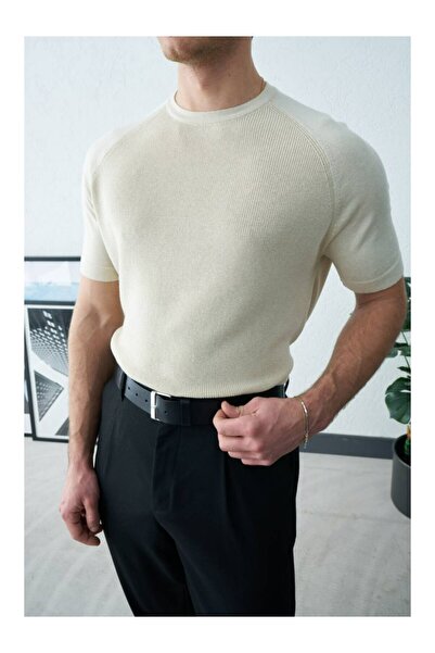 perasttesktil Ανδρικό μπλουζάκι με μανίκια ρεγκλάν, βασικό πλεκτό τοπ