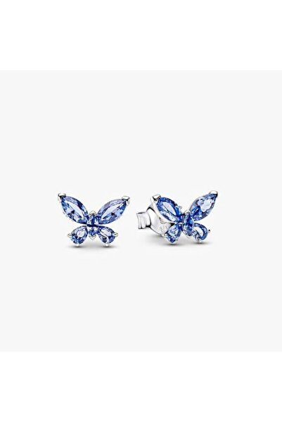 Pandora Blue Crystal Butterfly Earrings - 925 Silver